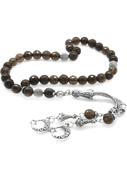 Kararmaz Metal Ayyıldız Püsküllü Fasetalı Küre Kesim Kuvars Doğaltaş Tesbih fiyatları