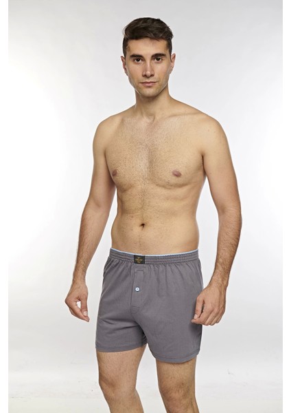 Önü Düğmeli Erkek Havlu Bel Boxer K13230 - Füme