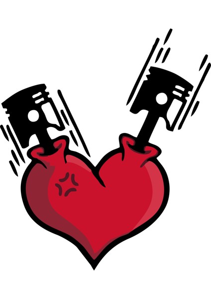 10 x 11 cm Kalp Piston Heart Sticker Motor Araba Kask Laptop Sticker