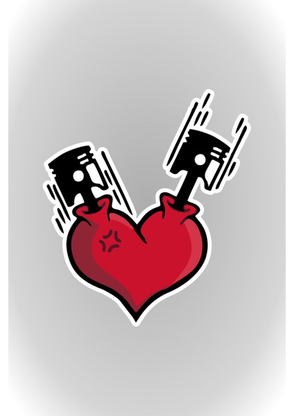 10 x 11 cm Kalp Piston Heart Sticker Motor Araba Kask Laptop Sticker modelleri