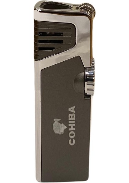 Gümüş-Gunmetal Dahili Delicili 3 Torch Pürmüz Puro Çakmağı