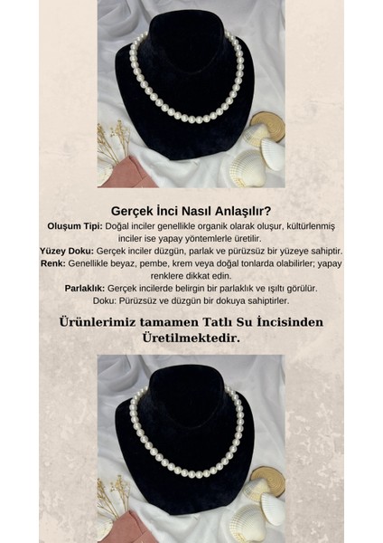 Pearls in Ocean Gerçek Tatlı Su inciSİ Kolye Bileklik Küpe Set Classic Serisi 601 Garantili Sertifikalı