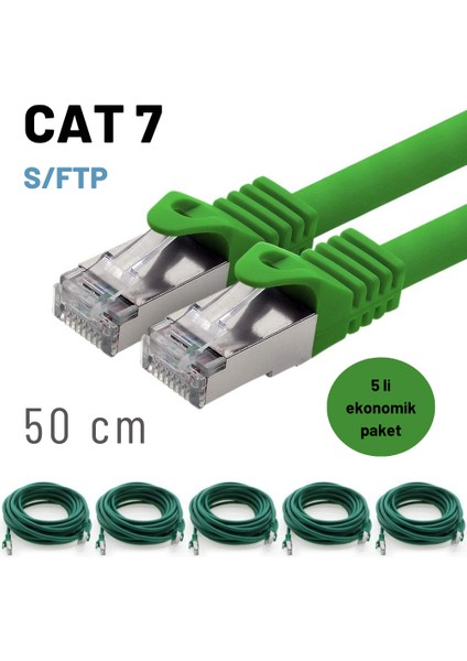 5 Adet 50 cm Cat7 Kablo S/ftp Ethernet Network Lan Ağ Kablosu