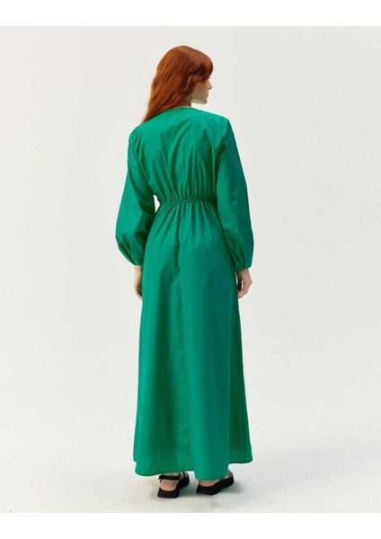 Fermuarlı Poplin Elbise Yeşil fırsatları