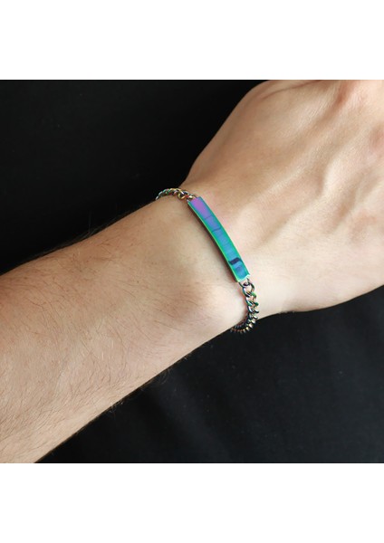 Kişiye Özel Isim Yazılı Ice Blue Renk Çelik Erkek Gurmet Bileklik modelleri