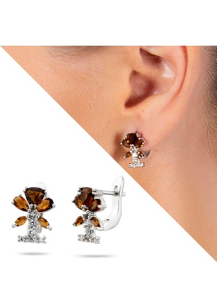 Zultanit Taşlı Kır Çiçeği Tasarım 925 Ayar Gümüş Küpe fiyatları