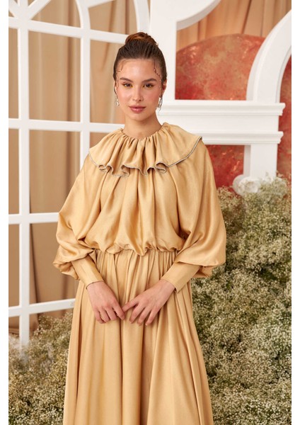 Milena Işıltılı Saten Abiye Elbise Bal Köpügü