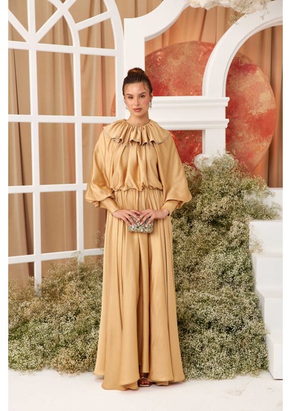 Milena Işıltılı Saten Abiye Elbise Bal Köpügü fiyatları