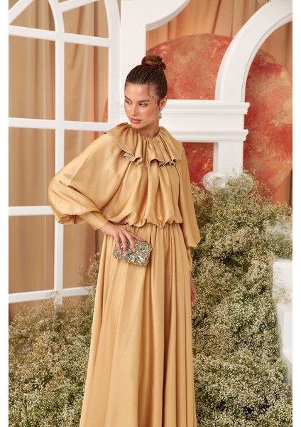 Milena Işıltılı Saten Abiye Elbise Bal Köpügü modelleri