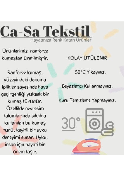 Ranforce Kumaş Çift Kişilik Lastikli Çarşaf Takımı