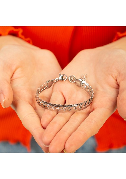 Silver Renk Çelik Kadın Snake Bileklik modelleri