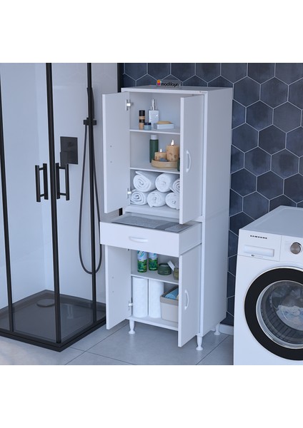 EMİR ERA 55 x 173 x 32,5 cm Kapaklı Ve Çekmeceli Çok Amaçlı Banyo & Mutfak Dolabı