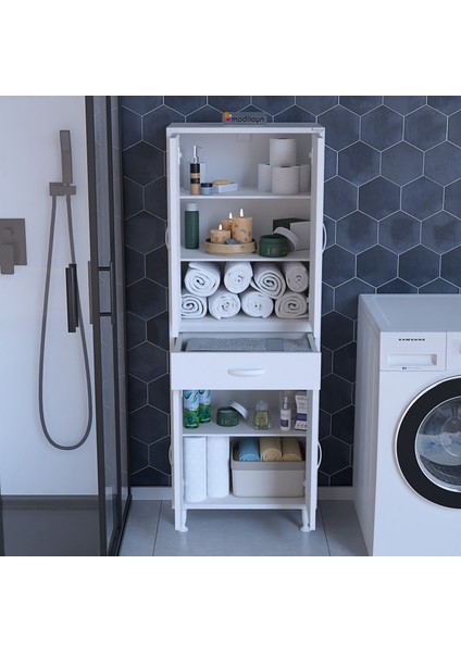 EMİR ERA 55 x 173 x 32,5 cm Kapaklı Ve Çekmeceli Çok Amaçlı Banyo & Mutfak Dolabı