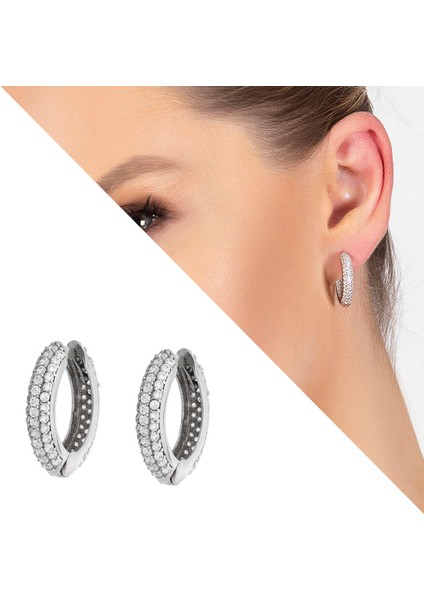 Starlight Diamond Zirkon Taşlı Maxi Halka Tasarım 925 Ayar Gümüş Küpe fiyatları