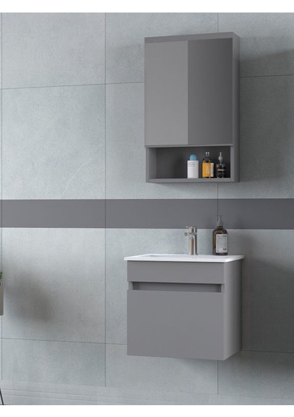 Dalyan 50 cm Banyo Dolabı Renk Mat Gri