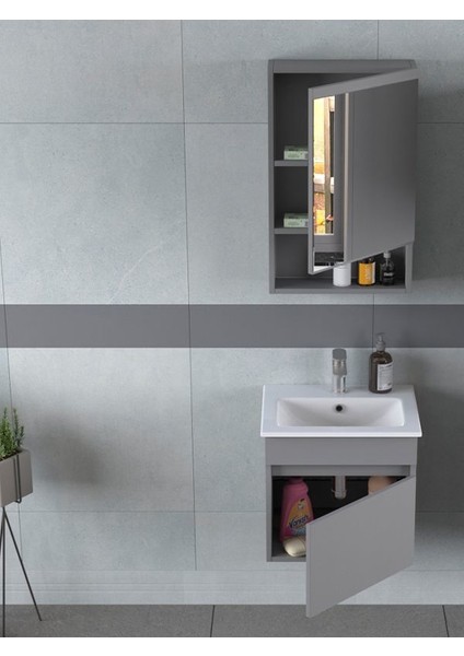 Dalyan 50 cm Banyo Dolabı Renk Mat Gri modelleri