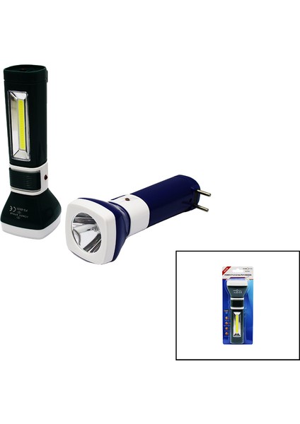 2IN1 1W + COB LED FİŞ ŞARJLI EL FENERİ (3791)