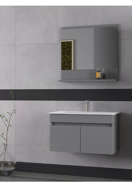 Tome 80 cm Banyo Dolabı Renk Mat Gri