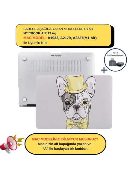 Macbook Air M1 Kılıf 13 inç A1932 A2179 A2337 ile Uyumlu Dog02NL