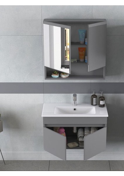 Dalyan 80 cm Banyo Dolabı Renk Mat Gri modelleri