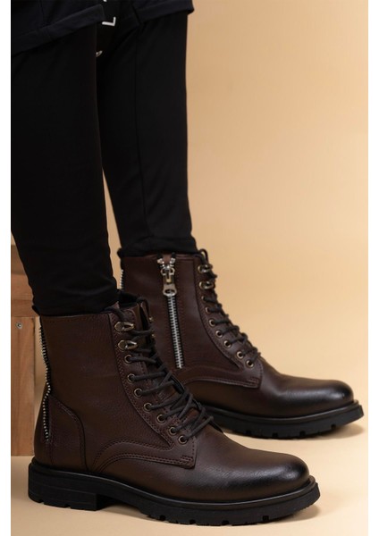 Unisex Fermuarlı Bot 0012695KAHVERENGI