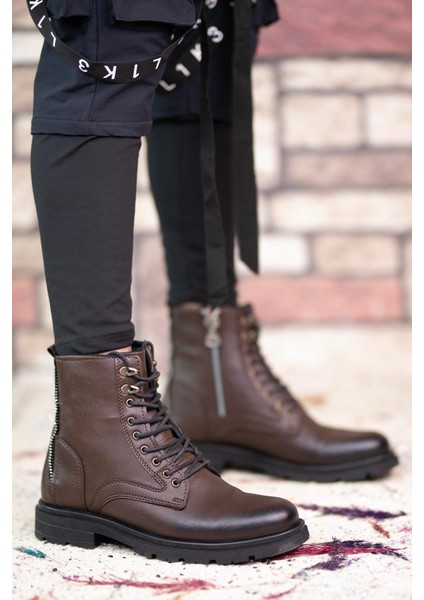 Unisex Fermuarlı Bot 0012695KAHVERENGI