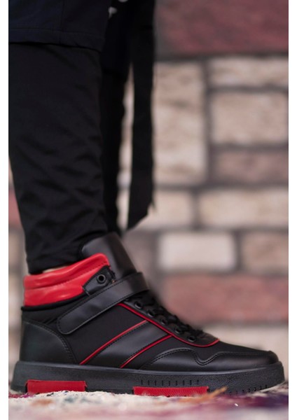 Erkek Sneaker Bot 00122935SIYAH Kırmızı