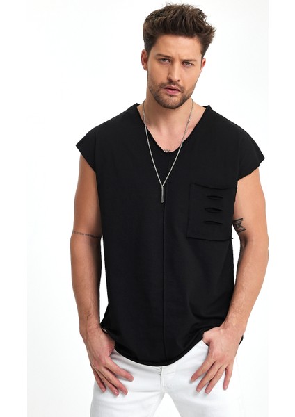 2'li Paket Düşük Omuz Cep Detaylı Oversize V Yaka Atlet fırsatları