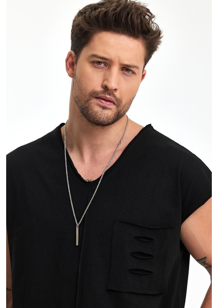 2'li Paket Düşük Omuz Cep Detaylı Oversize V Yaka Atlet indirimleri