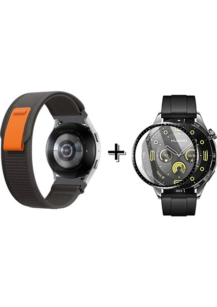 Huawei Watch 4 Pro Cırtlı Hasır Kumaş Kordon Kayış + Ekran Koruma Filmi fiyatları