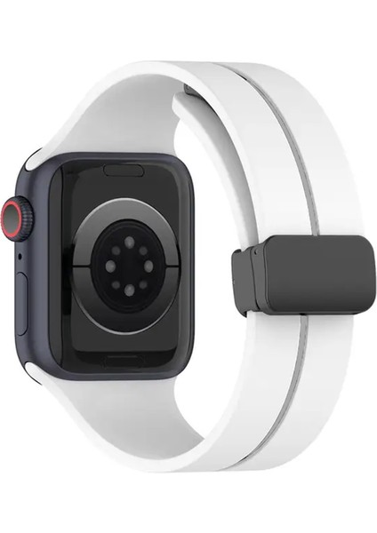 Apple Watch 9 Manyetik Tokalı Silikon Kordon Kayış
