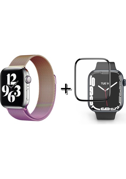 Apple Watch Ultra 49MM Için Metal Mıknatıslı Kordon Kayış + Ekran Koruma Filmi - FC157