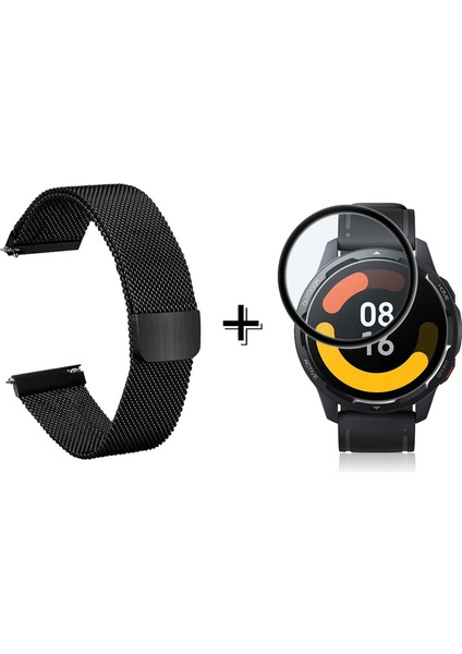 Xiaomi Watch S1 Active Için Metal Mıknatıslı Kordon Kayış + Ekran Koruma Filmi - FC096