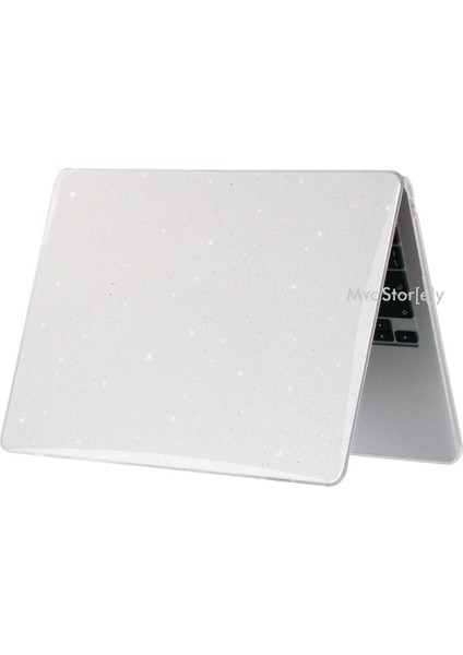 Macbook Pro Kılıf 16 inç M1-M2-M3 Simli Kristal Star (Touchbarsız 16.2" Pro) A2485 A2780 A2991 ile Uyumlu