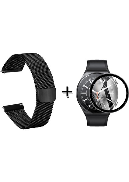 Xiaomi Watch S1 Için Metal Mıknatıslı Kordon Kayış + Ekran Koruma Filmi - FC096