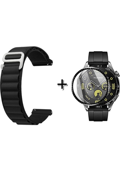 Huawei Watch Kancalı Kumaş Kordon Kayış + Ekran Koruma Filmi