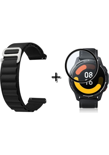 Xiaomi Watch S1 Kancalı Kumaş Kordon Kayış + Ekran Koruma Filmi