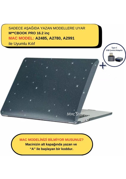 Macbook Pro Kılıf 16.2 inç M1-M2-M3 A2485 A2780 A2991 ile Uyumlu Crystal Star