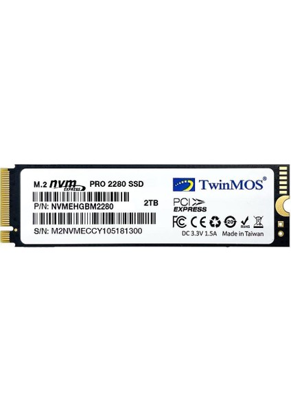 NVMehGBm2280 2TB 3500-3080 M.2 PCIe NVMe SSD