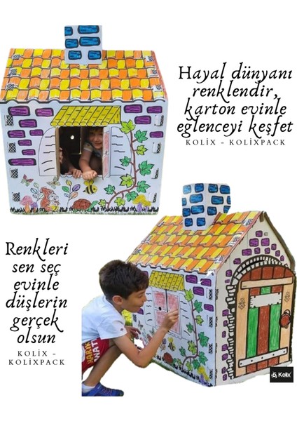 Tekno Trust Büyük Boy Xxl Karton Boyama Evi Eğitici ve Öğretici Oyun Evi Oyun Çadırı fiyatları