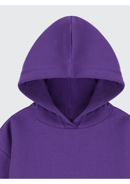 Erkek Fit Kapüşonlu Kanguru Cep Mor Sweatshirt modelleri
