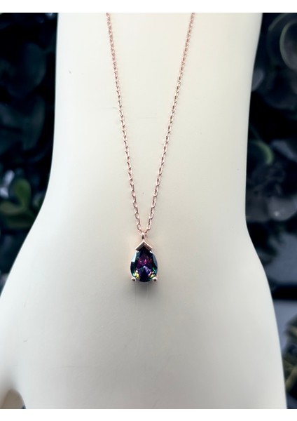 925 Ayar Orijinal Gümüş Damla Model Kadın Gümüş Kolye