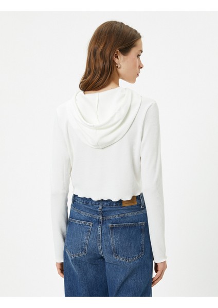 Kapüşonlu Tişört Baskılı Crop Uzun Kollu fırsatları