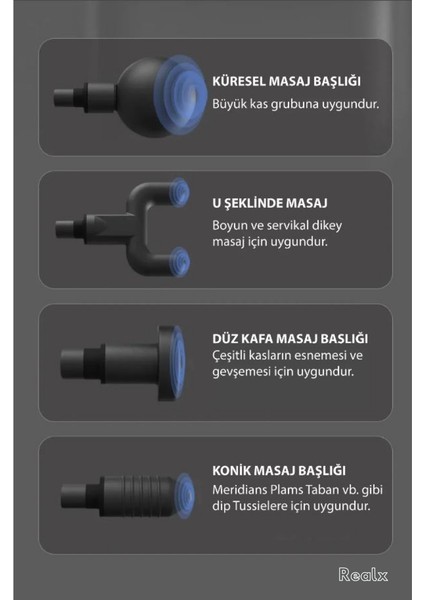 4 Başlıklı Şarjlı Masaj Tabancası 6 Kademeli Titreşimli Profesyonel Mini Masaj Aleti fırsatları