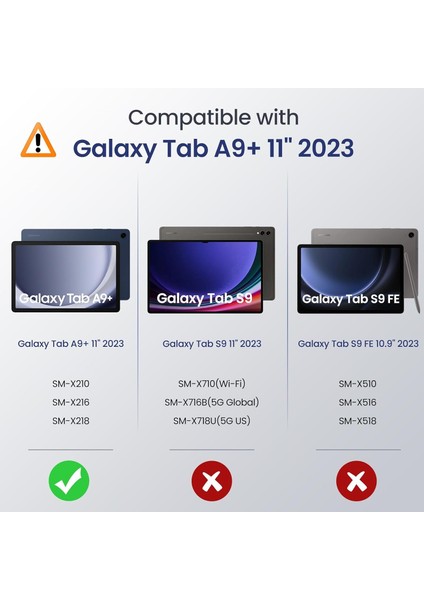 Samsung Galaxy Tab A9 Plus 11 Inç 2023 Tablet Kılıfı Smart Standlı Pu Deri Pc Yarı Saydam Hafif Slim Kapaklı SM-X210