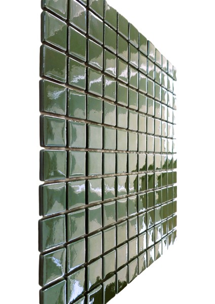 Mutfak, Banyo, Havuz, Sauna, Spa Vb. Tüm Mekanların Tüm Yüzeylerinde Kullanılabilir 25x25 mm Yeşil Cam Mozaik. ( 1 Kutu = 10 File Karo = 1 m2 Fiyatıdır )