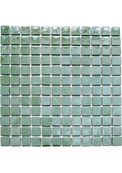 Mutfak, Banyo, Havuz, Sauna, Spa Vb. Tüm Mekanların Tüm Yüzeylerinde Kullanılabilir 25x25 mm Yeşil Cam Mozaik. ( 1 Kutu = 10 File Karo = 1 m2 Fiyatıdır )