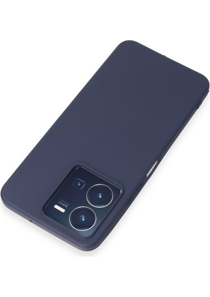 Vivo Y22S Kılıf Silinebilir Parmak İzi Tutmaz Soft Liquid Silikon - Lacivert modelleri