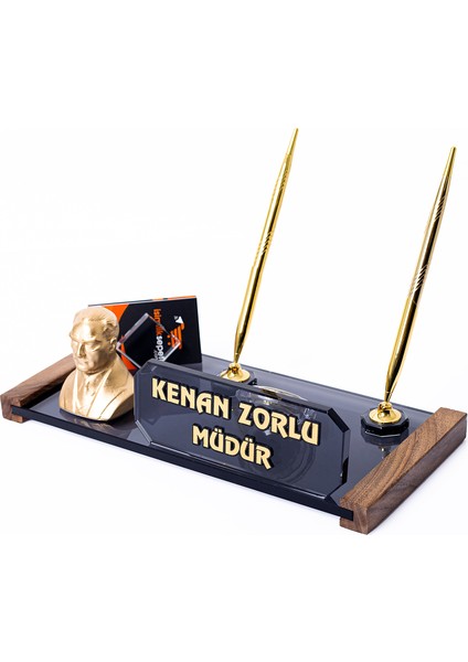 Atatürk Biblolu Kristal Masaüstü İsimlik Ofis Masa İsimliği