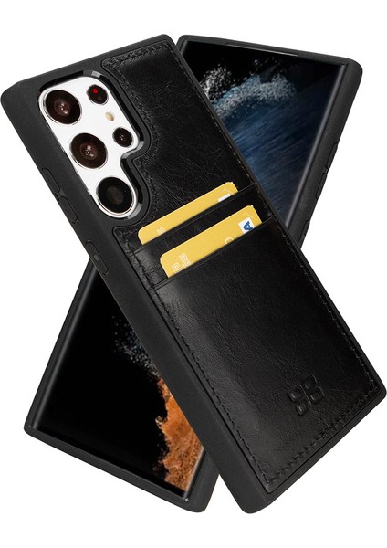 Samsung Galaxy S24 Serisi Kartlıklı Deri Arka Kapak - Samsung Galaxy S24 / Siyah